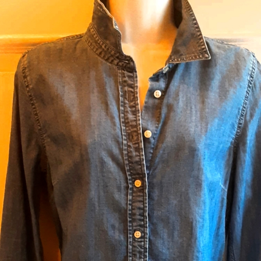 NWT TALBOTS WOMENS M Denim Cotton L/S Shirt Ina Garten & Martha S Style $89